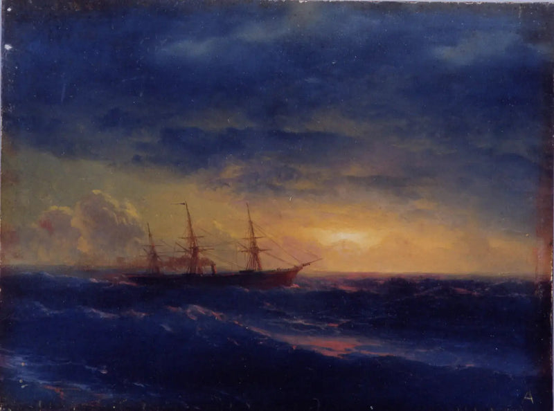 Kreuzer auf See bei Nacht - Ivan Aïvazovski