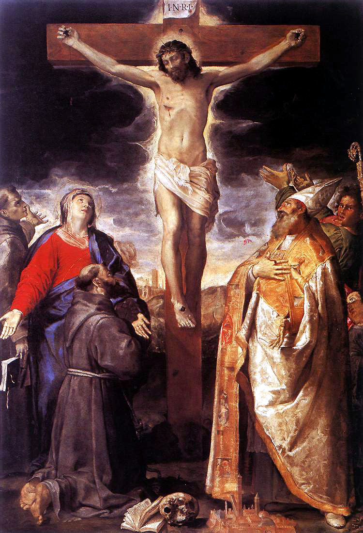 Crucifixion avec des saints - Annibale Carracci image 1 reproduction artisanale de tableau