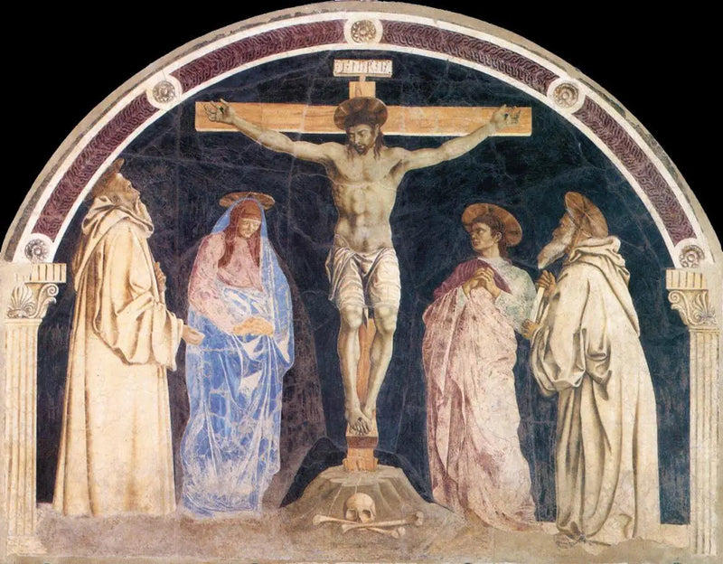 Kreuzigung mit der Jungfrau und drei Heiligen - Andrea del Castagno