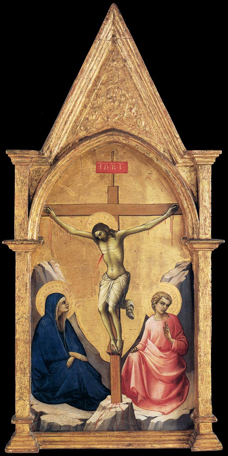 Kreuzigung mit der Jungfrau Maria und Johannes dem Evangelisten - Lorenzo Monaco