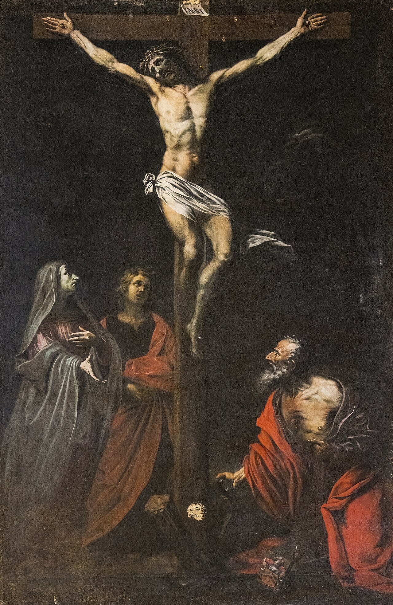 Crucifixion avec la Vierge saint Jean et saint Jérôme - Jusepe de Ribera image 1 copie de tableau peinte à la main