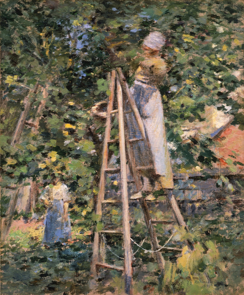 Pfückarbeit von Pflaumen - Theodore Robinson