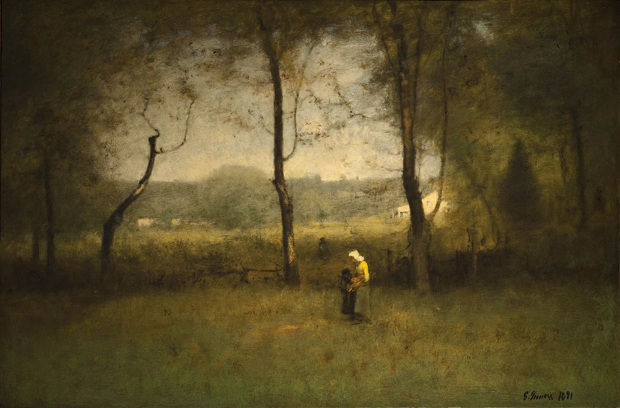 Cueilleurs de bois, un après-midi d'automne - George Inness image 1 copie de tableau peinte à la main