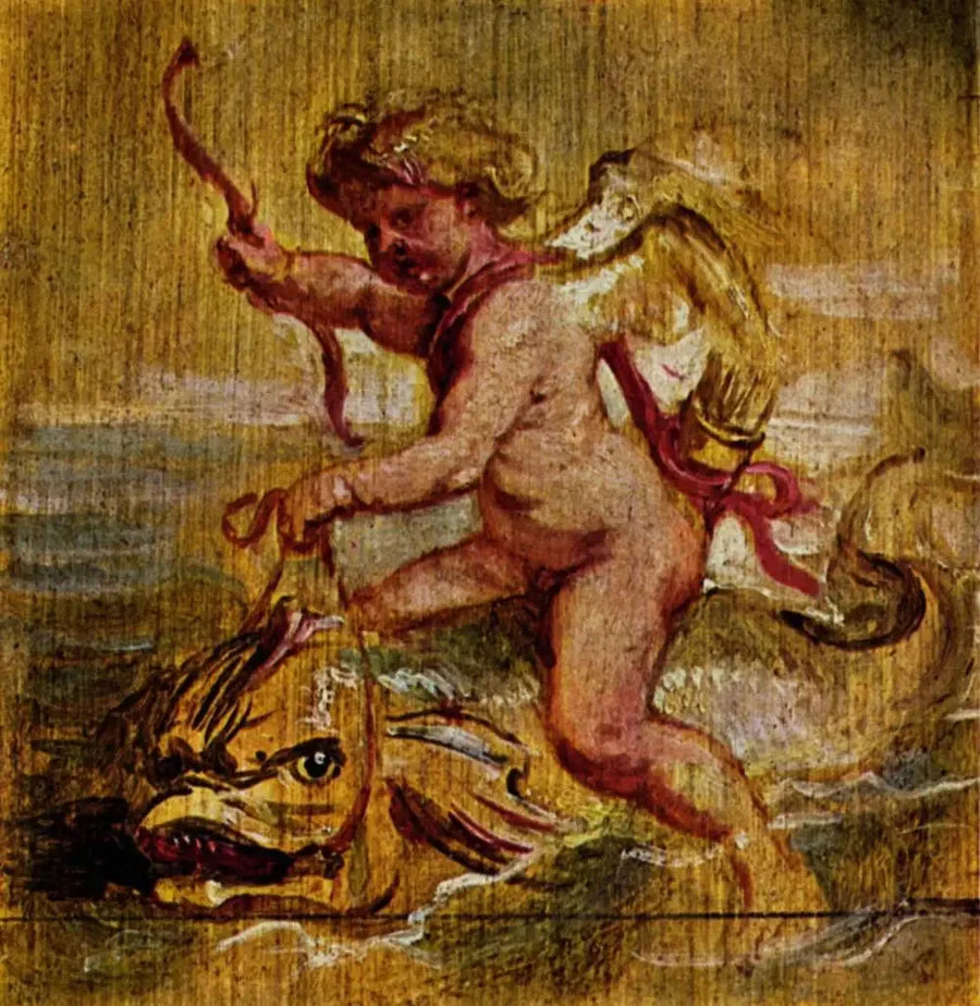 Cupido, der auf einem Delfin reitet - Peter Paul Rubens