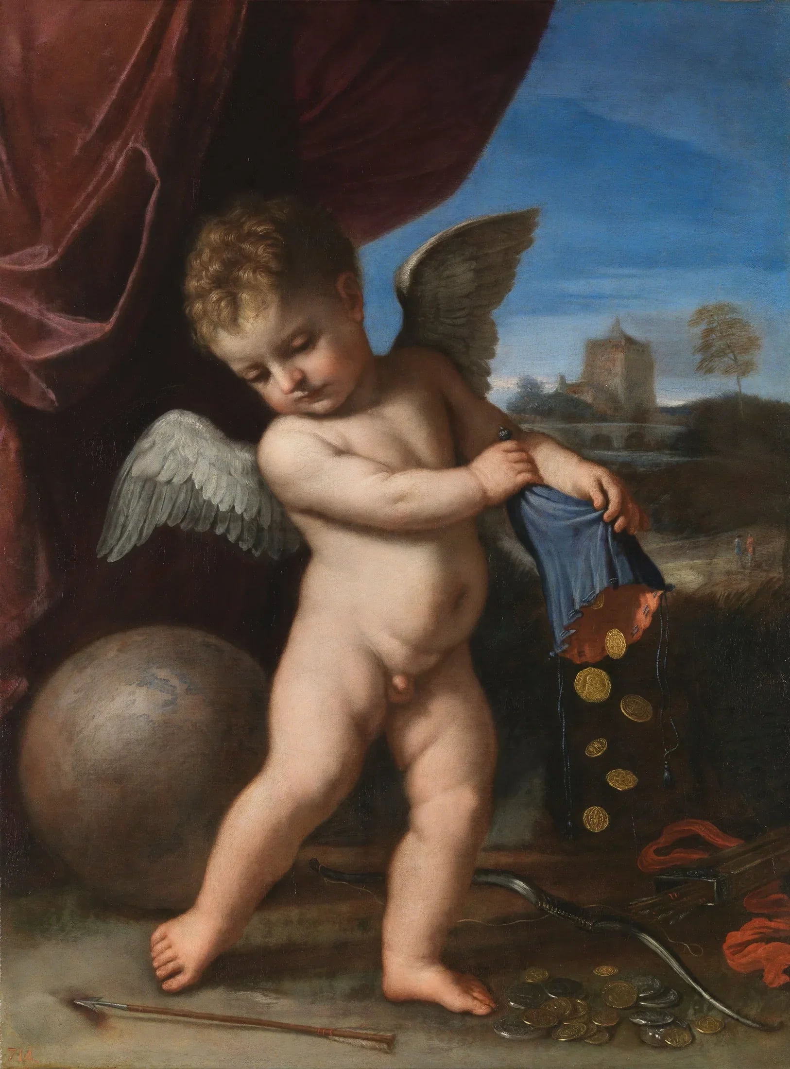 Cupidon rejetant les richesses - Guercino image 1 tableau peint à l’huile sur toile