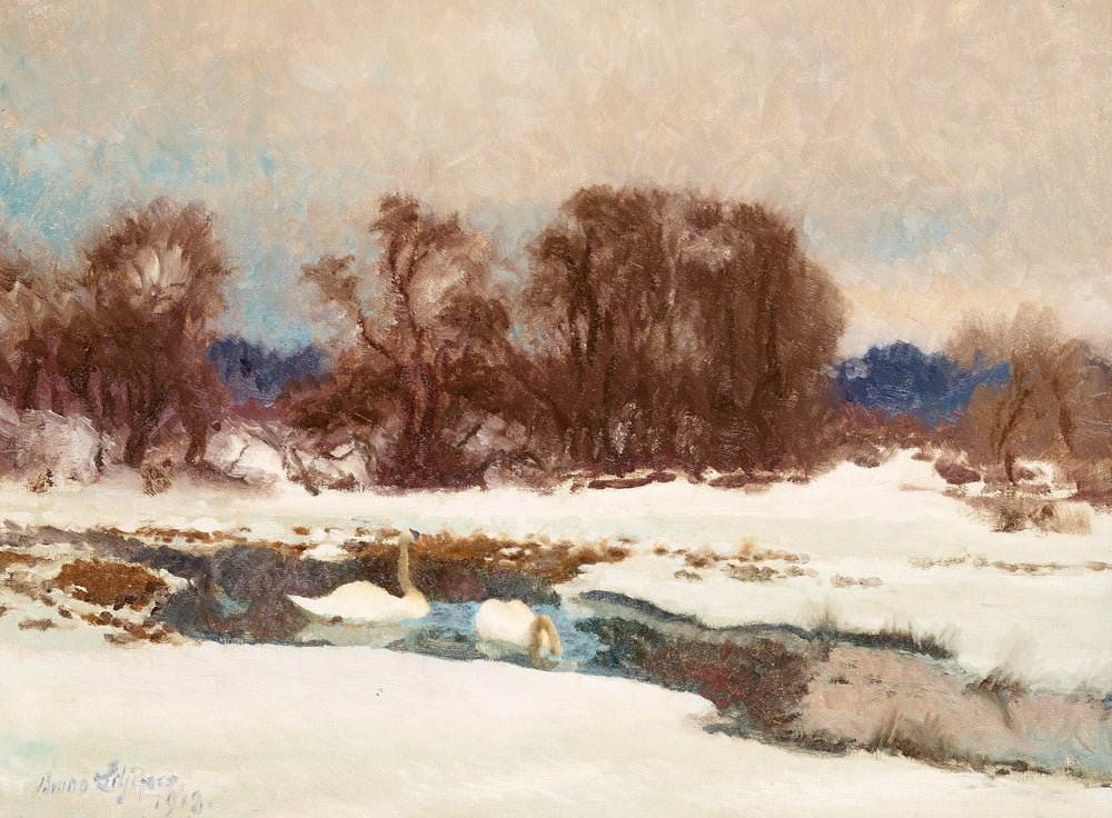 cygnes d'hiver - Bruno Liljefors image 1 reproduction artisanale de tableau