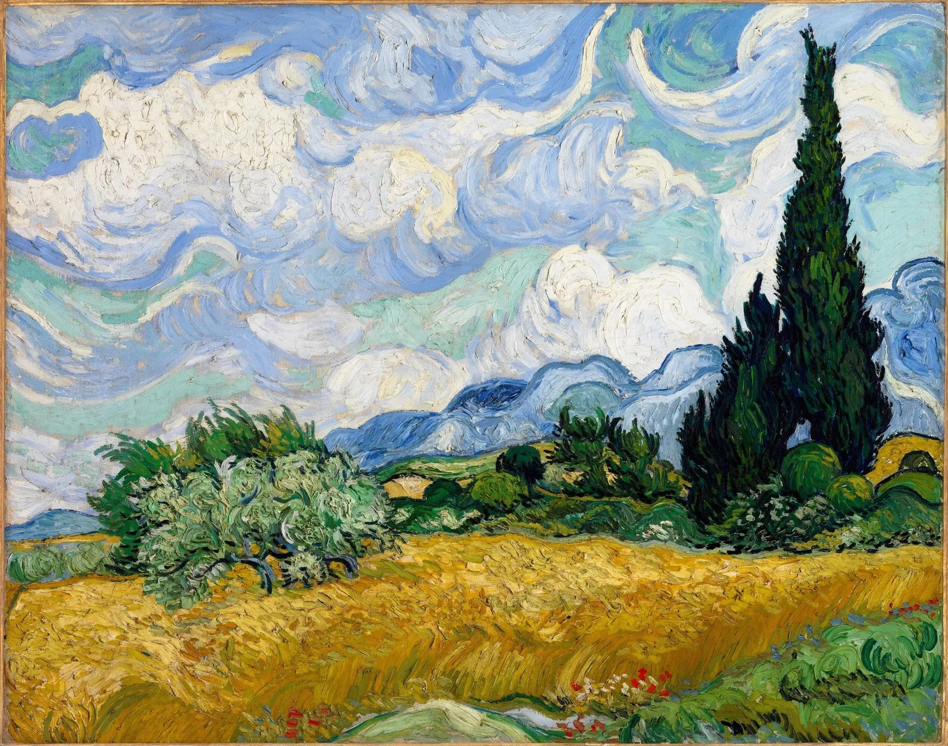 Cyprès aux blés d'or - Vincent van Gogh image 1 copie de tableau peinte à la main
