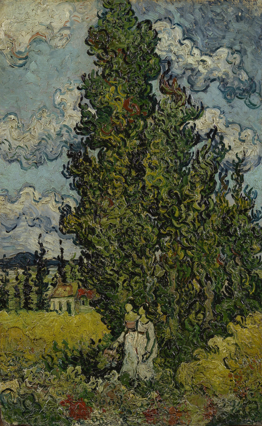Zypressen und zwei Frauen - Vincent van Gogh