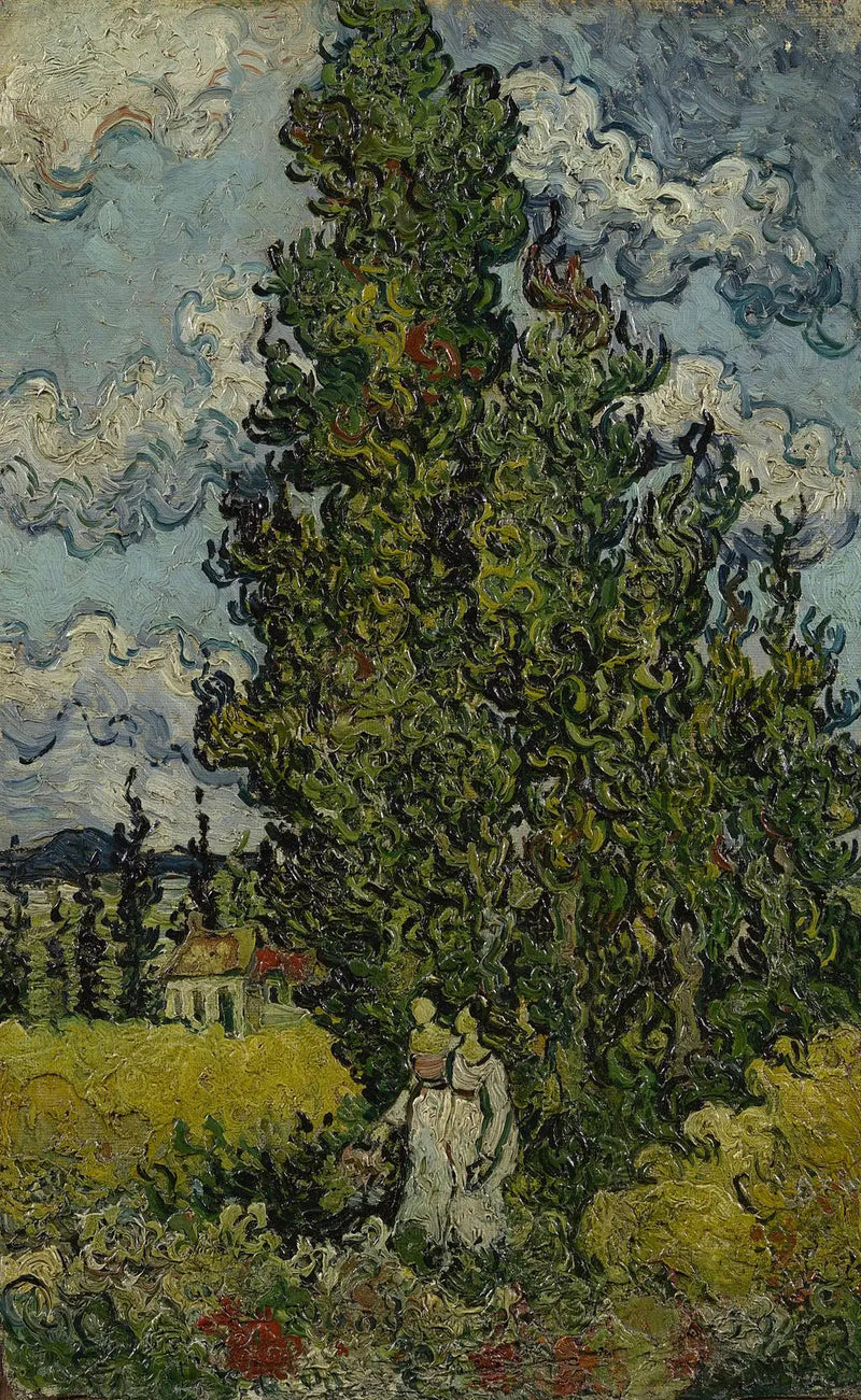 Zypressen und zwei Frauen - Vincent van Gogh