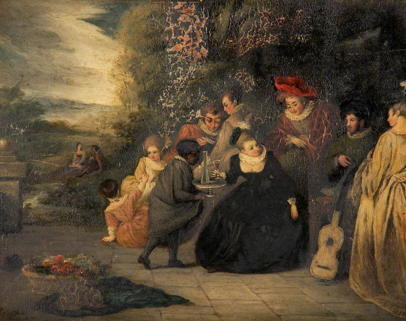 Sitzende Dame mit einer Dienerin - Antoine Watteau