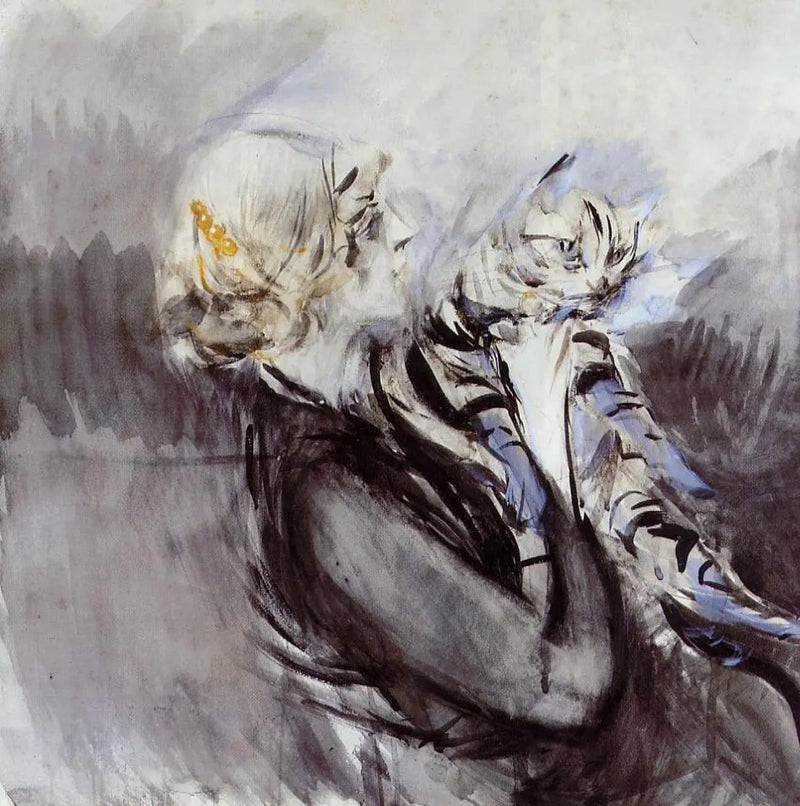 Dame mit Katze - Giovanni Boldini