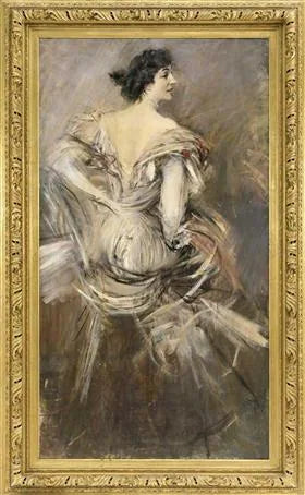 Dame im braunem Abendkleid - Giovanni Boldini