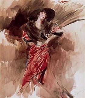 Dame im roten Kleid - Giovanni Boldini