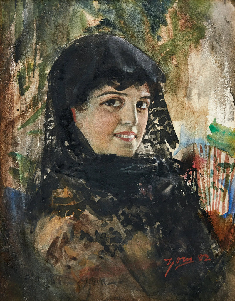Spanische Dame mit schwarzem Mantilla - Anders Zorn