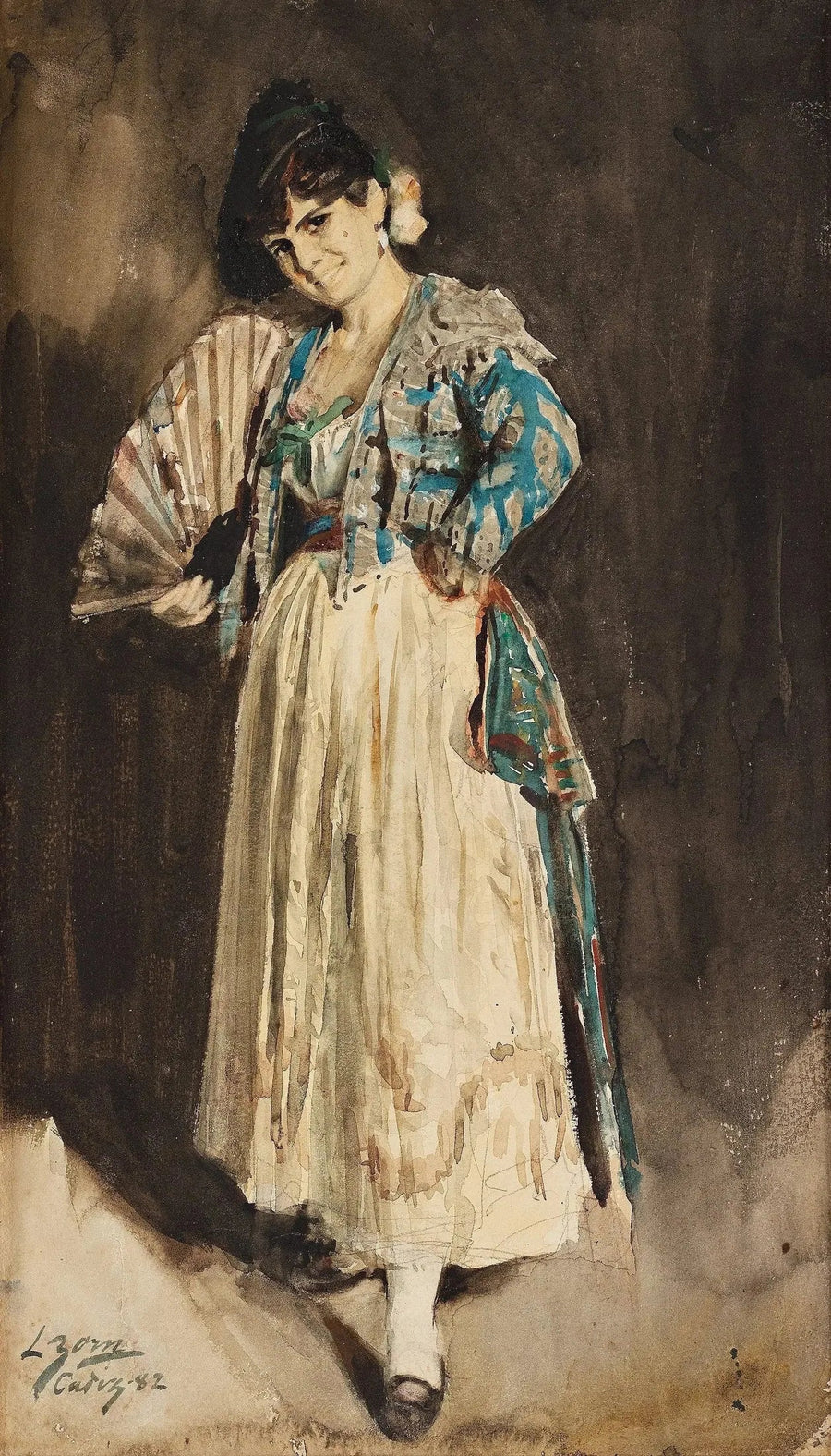 Spanische Dame mit schwarzem Barett - Anders Zorn