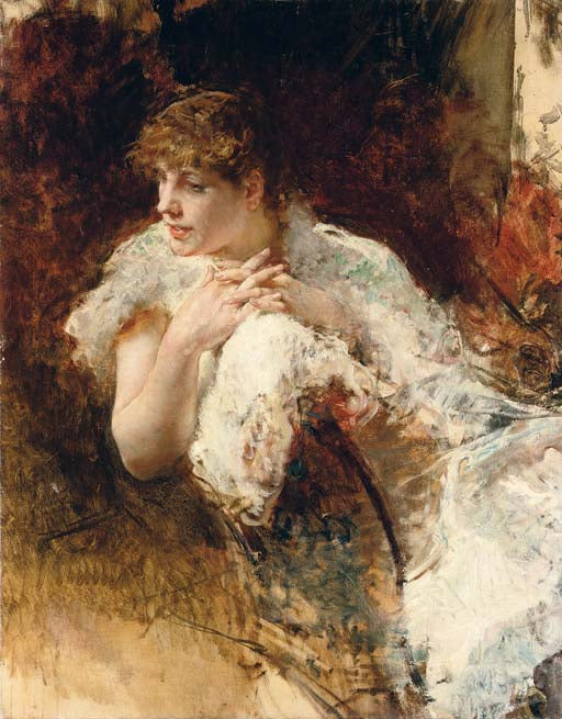 dame napolitaine - Giuseppe De Nittis image 1 reproduction artisanale de tableau