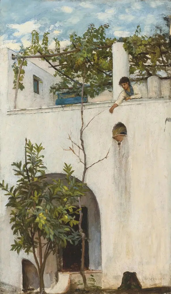 Dame auf einem Balkon, Capri - John William Waterhouse