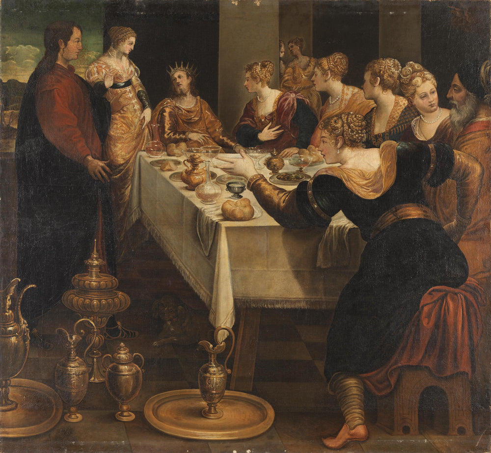 Daniel annonce à Belsazar la fin de son empire - Jacopo Tintoretto image 1 copie de tableau peinte à la main