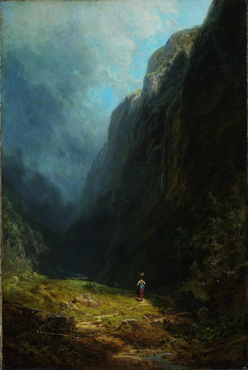 In das hohe alpine Tal (Landschaft mit dem Wendelstein) - Carl Spitzweg