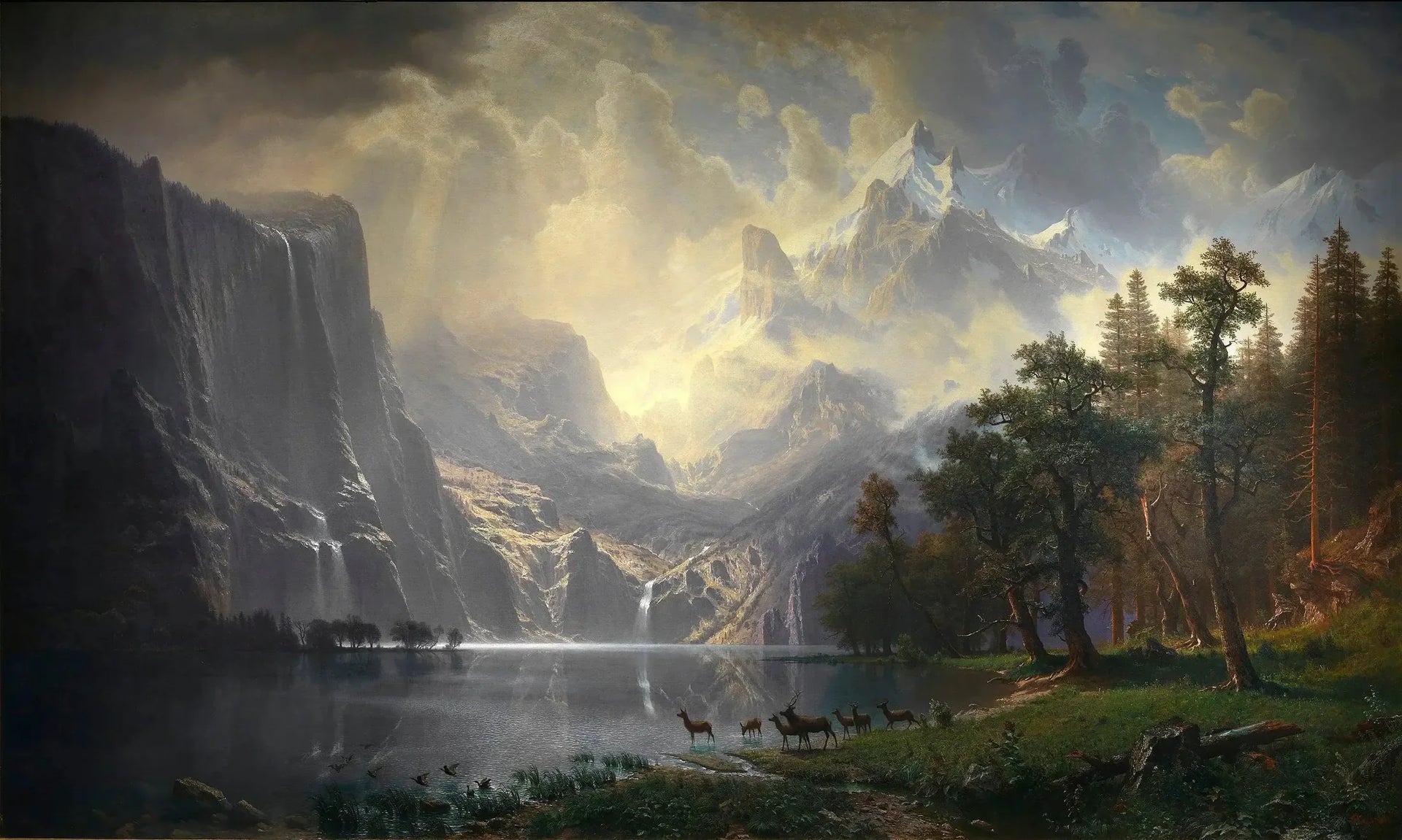Dans la Sierra Nevada, en Californie - Albert Bierstadt image 1 copie de tableau peinte à la main