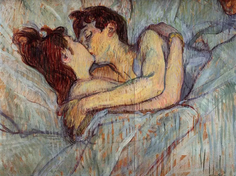 Im Bett, der Kuss - Henri de Toulouse-Lautrec