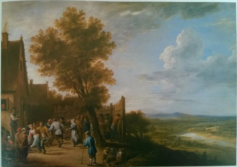Dorftanz mit Blick auf einen Fluss - David Teniers der Jüngere