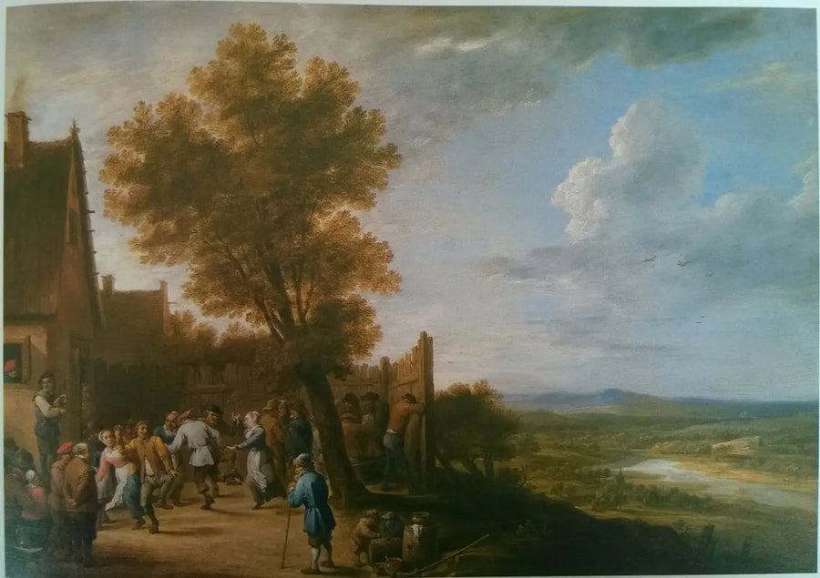 Dorftanz mit Blick auf einen Fluss - David Teniers der Jüngere