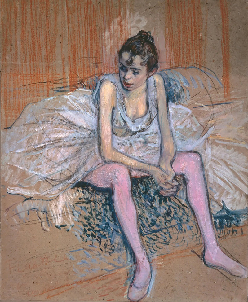 Sitzende Tänzerin mit rosa Strümpfen - Henri de Toulouse-Lautrec