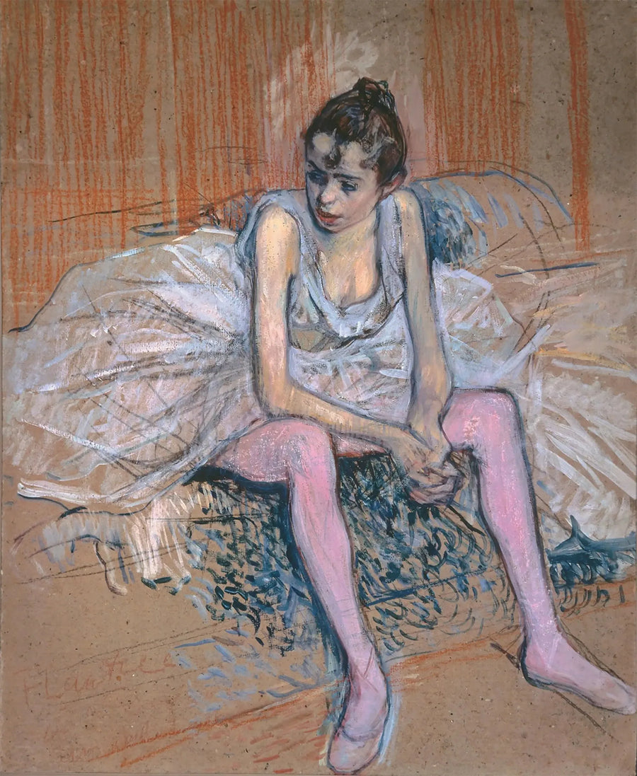 Sitzende Tänzerin mit rosa Strümpfen - Henri de Toulouse-Lautrec
