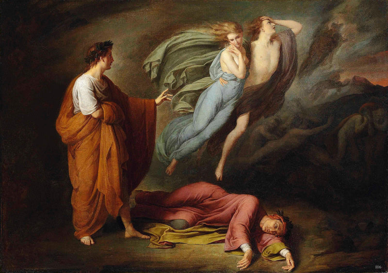 Dante und Vergil mit Paolo und Francesca - Ary Scheffer