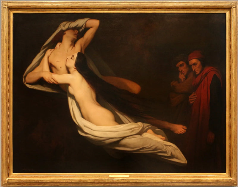 Dante und Vergil treffen die Schatten von Francesca da Rimini und Paolo Malatesta in der Hölle - Ary Scheffer