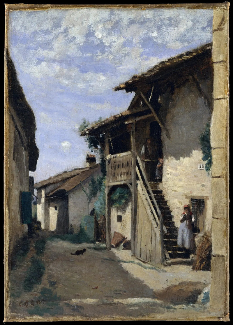 Dardagny (bei Genf), eine Dorfsstraße - Jean-Baptiste Camille Corot