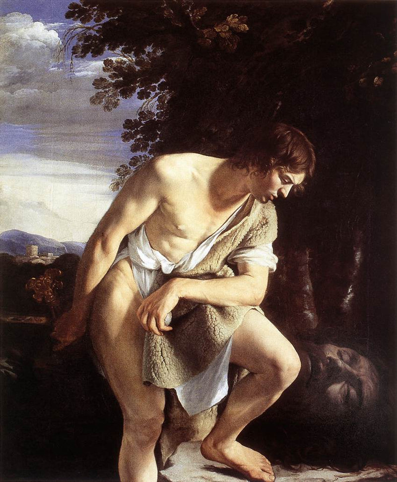 David betrachtet den Kopf von Goliath - Orazio Gentileschi