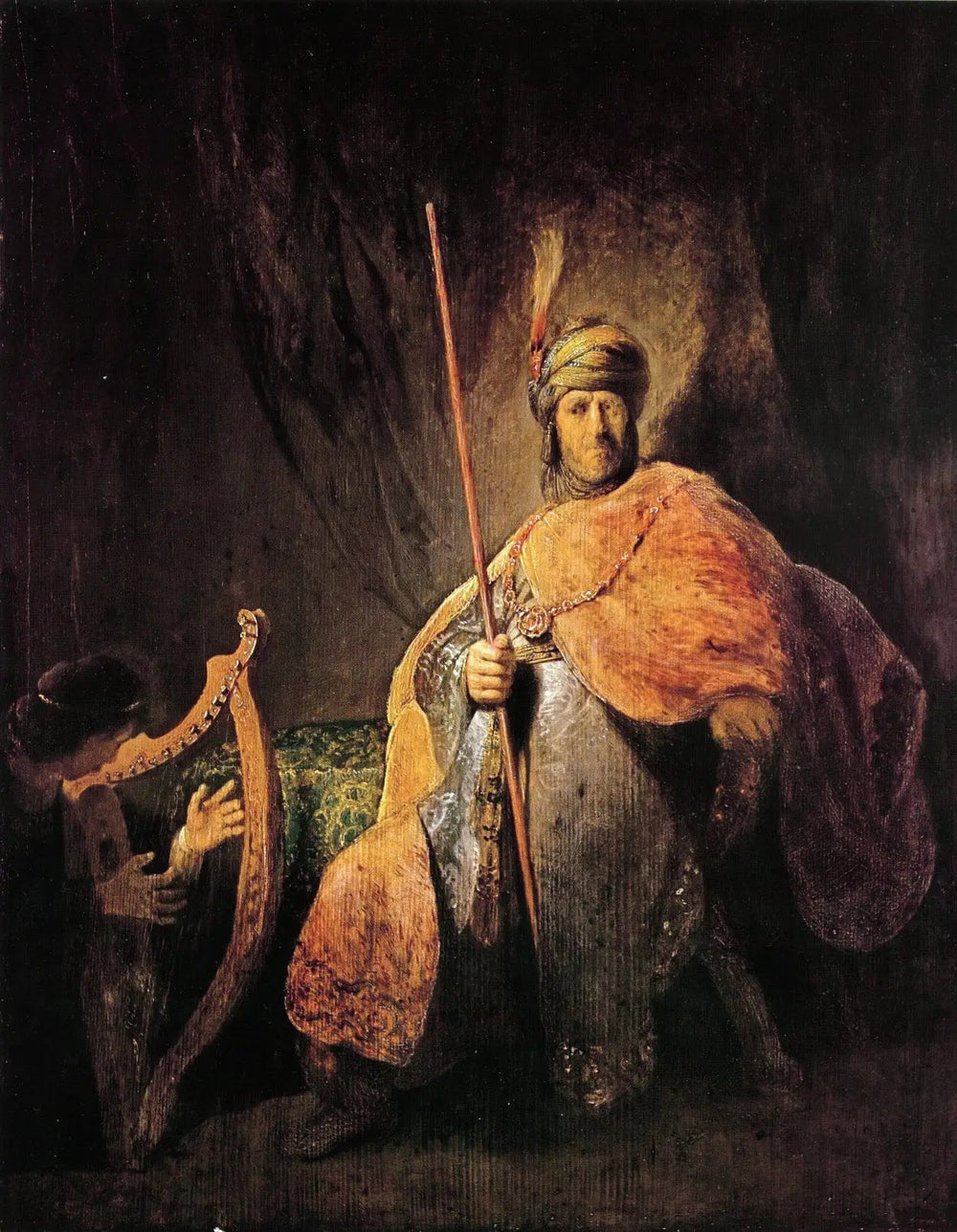 David jouant de la harpe devant Saül - Rembrandt image 1 reproduction de peinture à l’huile