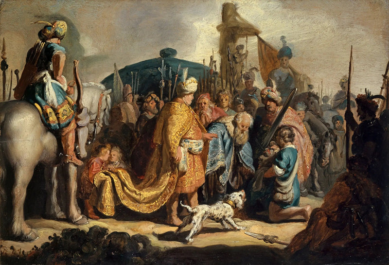 David präsentiert das Haupt von Goliath vor König Saul - Rembrandt