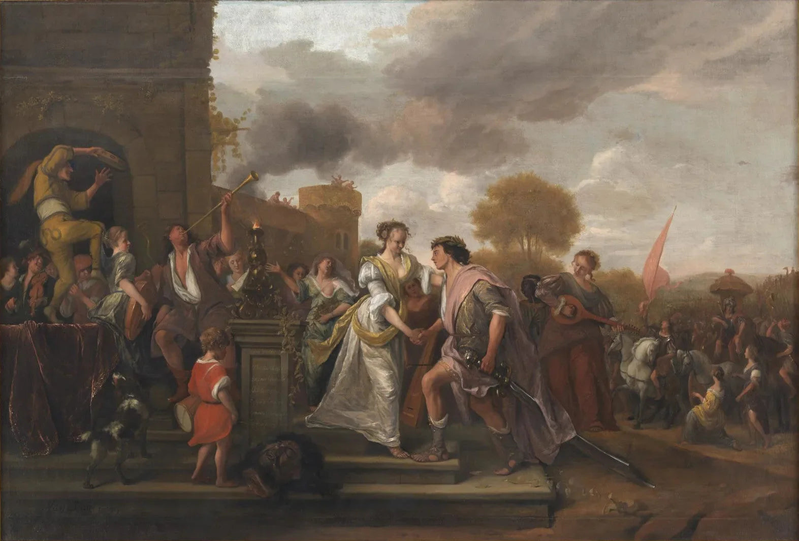 David revient victorieux après avoir vaincu Goliath et les Philistins - Jan Steen image 1 reproduction d’œuvre d’art à l’huile