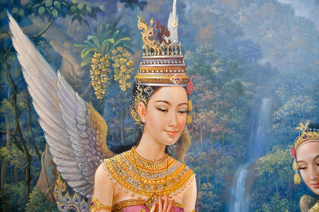 Déesse Kinnaree | 170 x 120 cm Reproductions de tableaux à la peinture à l’huile