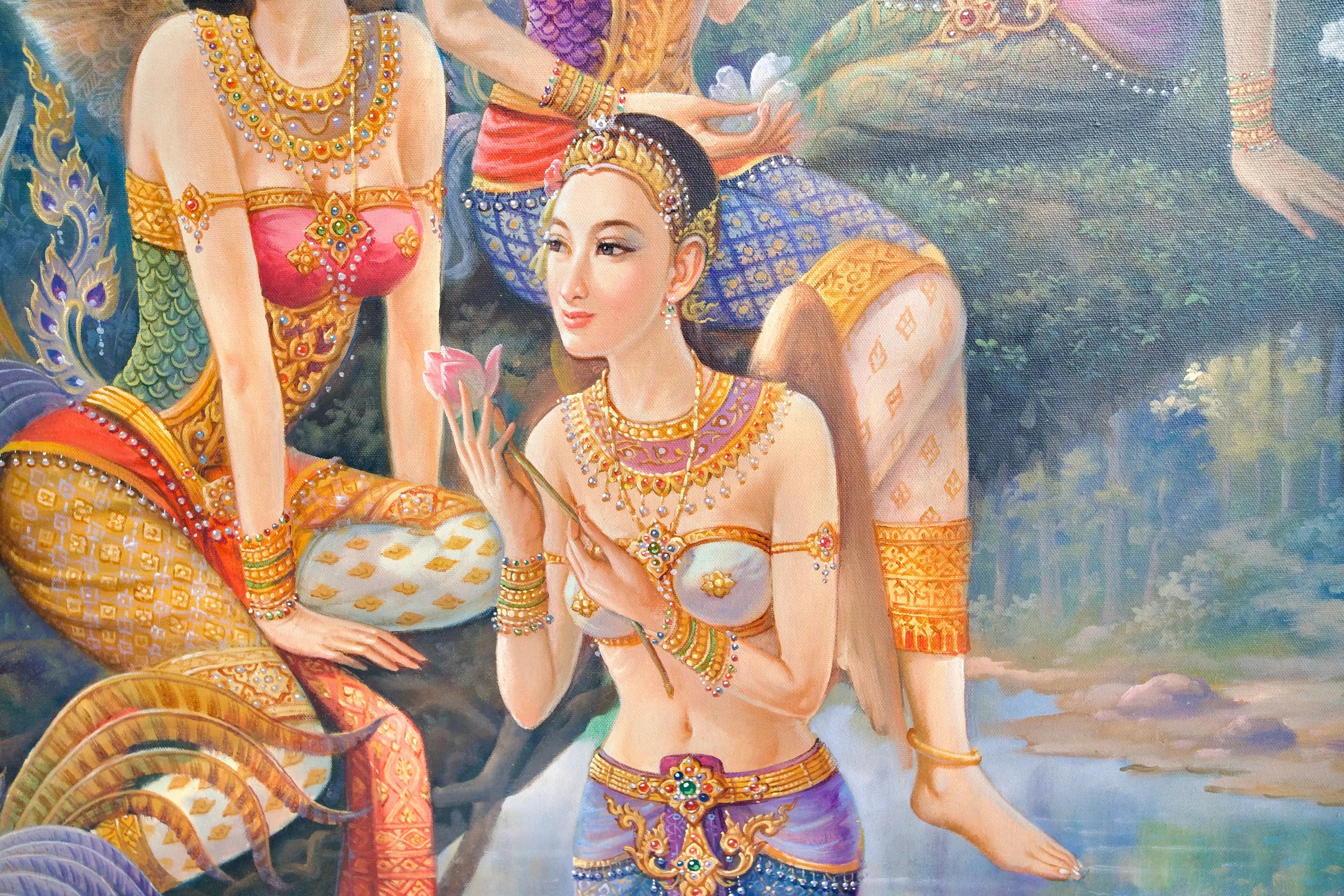 Déesse Kinnaree | 170 x 120 cm Reproductions de tableaux à la peinture à l’huile