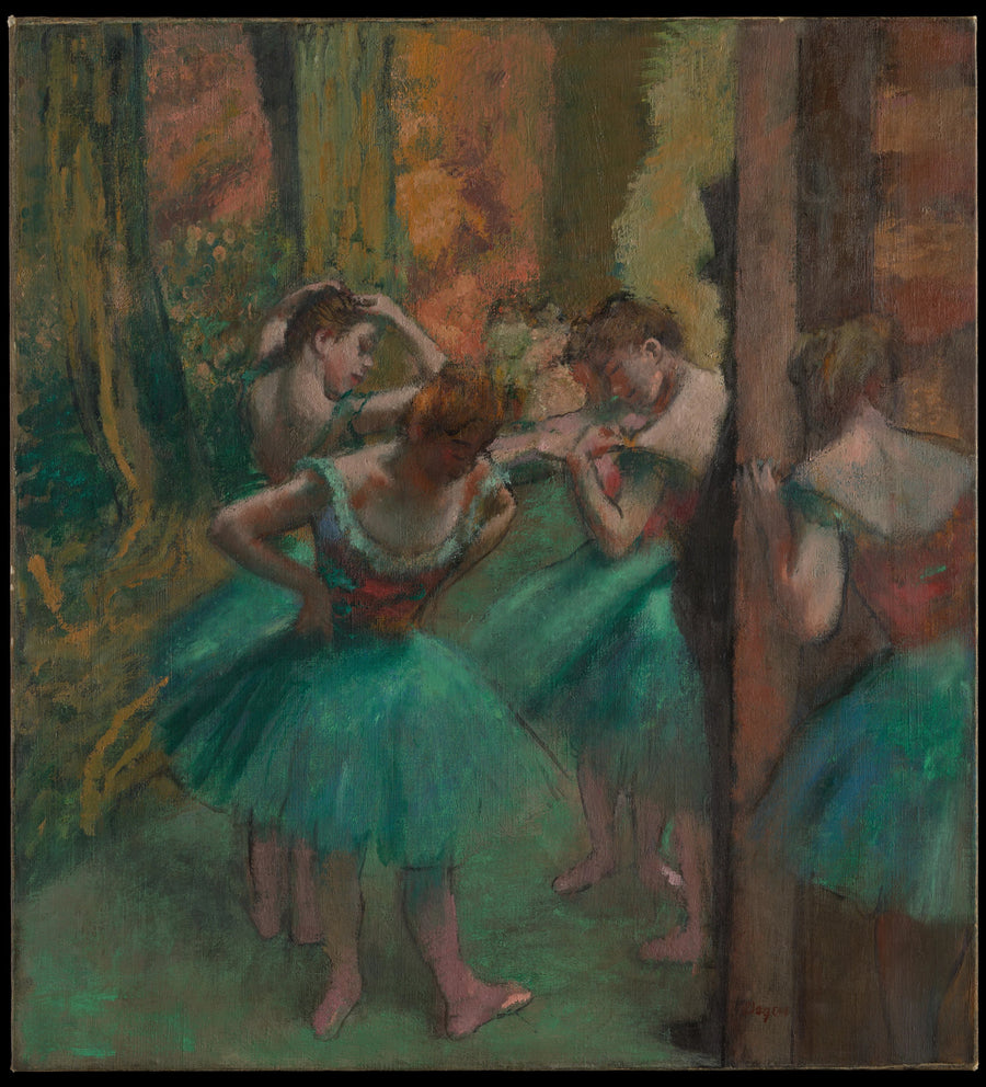 Tänzer, Rosen und Grüntöne - Edgar Degas