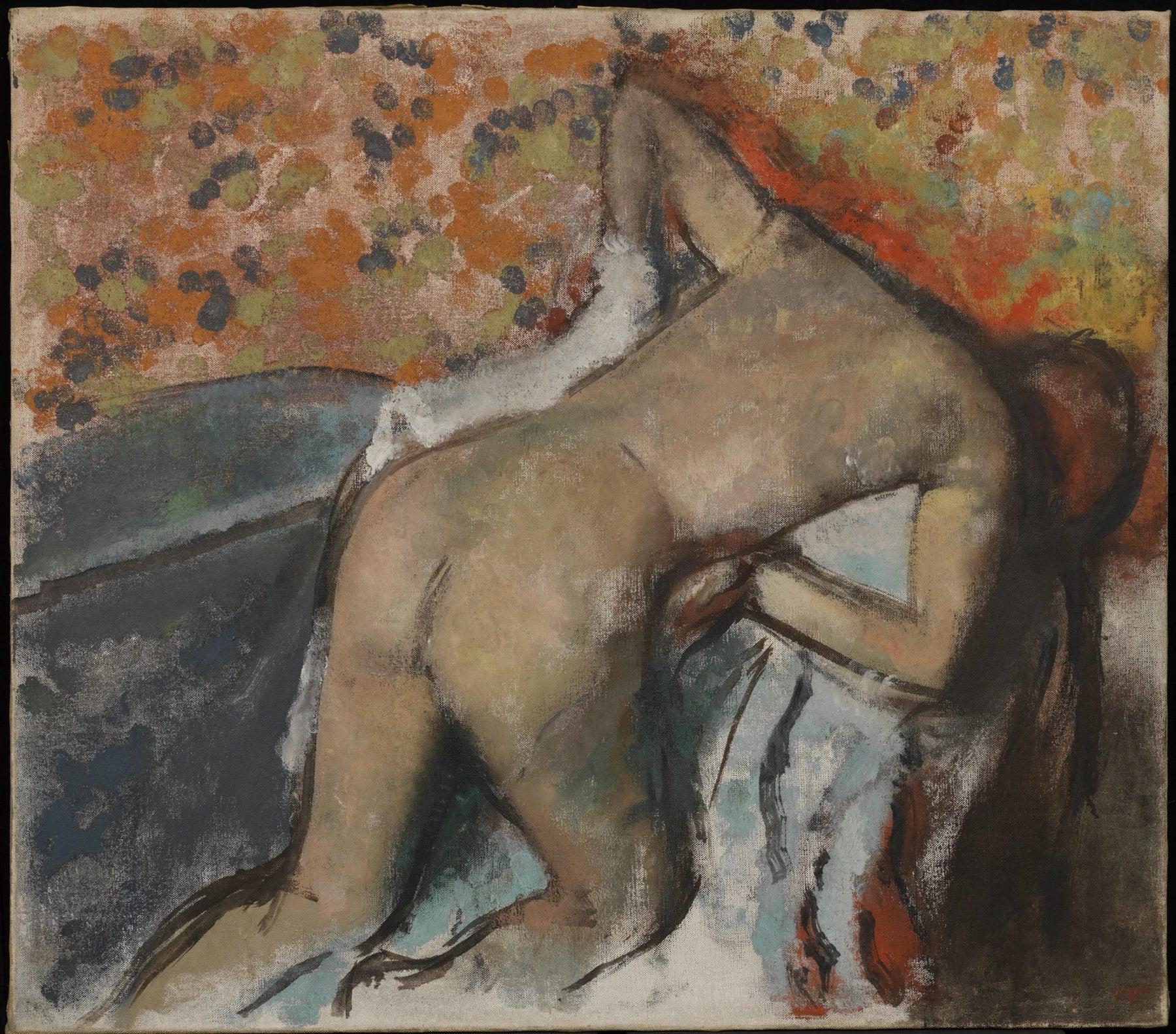 Après le bain, femme s’essuyant, collection Pearlman, par Degas – reproduction peinture à l’huile sur toile