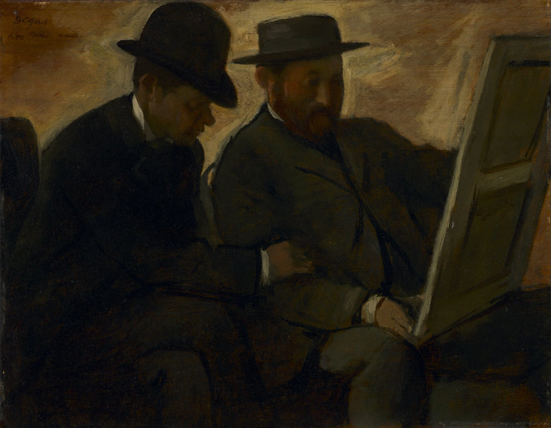 Paul Lafond und Alphonse Cherfils betrachten ein Gemälde - Edgar Degas