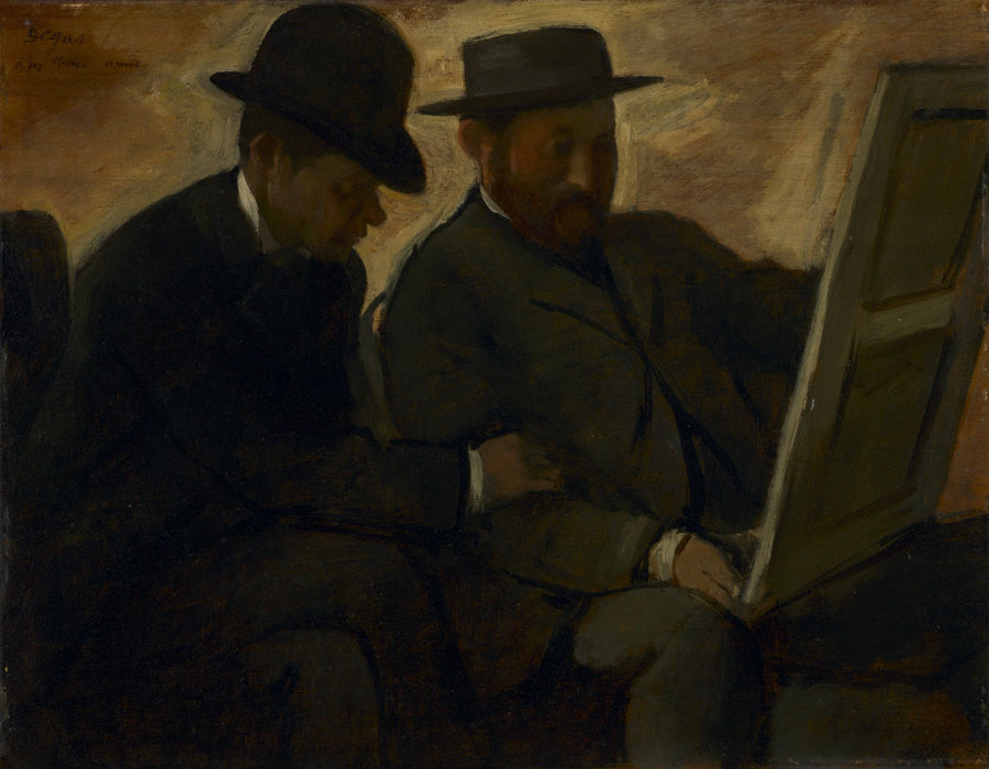 Paul Lafond und Alphonse Cherfils betrachten ein Gemälde - Edgar Degas