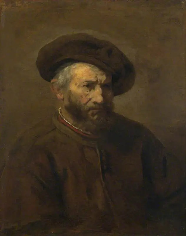 Demi-figure d'un homme barbu avec béret - Rembrandt image 1 reproduction de peinture à l’huile