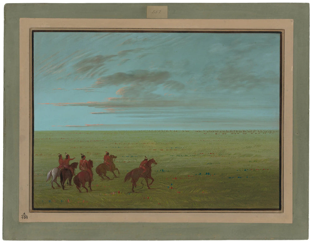 Départ de Connibos pour les chevaux sauvages - George Catlin image 1 reproduction artisanale de tableau
