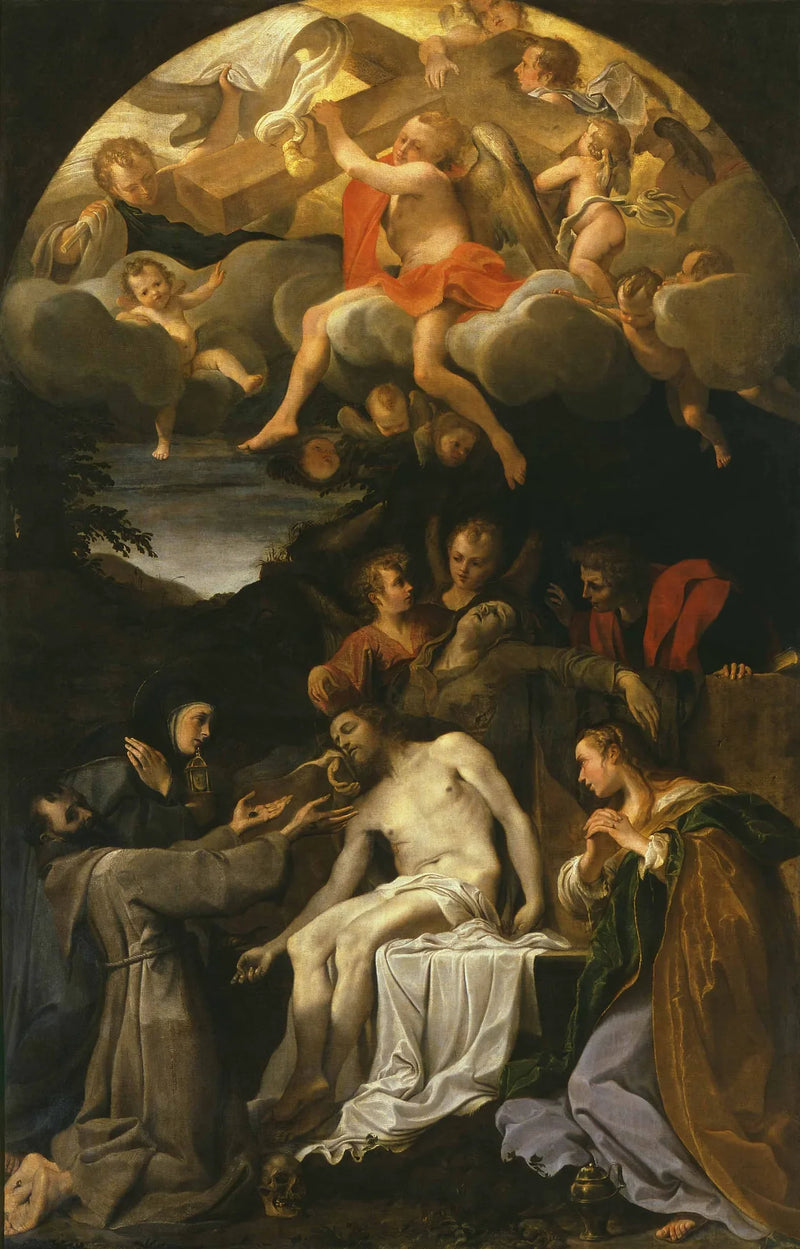 Ablagerung mit der Jungfrau und den Heiligen Klara, Franziskus, Maria Magdalena und Johannes - Annibale Carracci