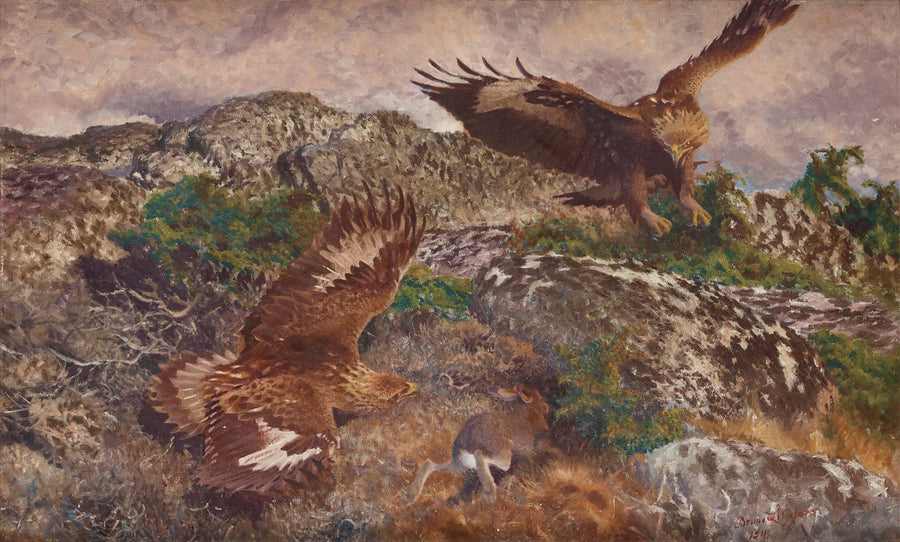 Adler jagen einen Hasen – Bruno Liljefors