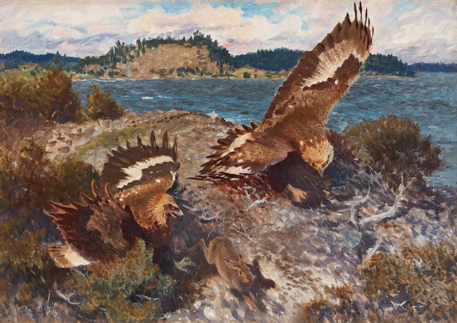 Adler jagen einen Hasen – Bruno Liljefors