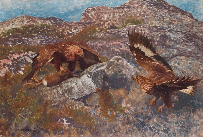 Steinadler greifen einen Hasen an – Bruno Liljefors