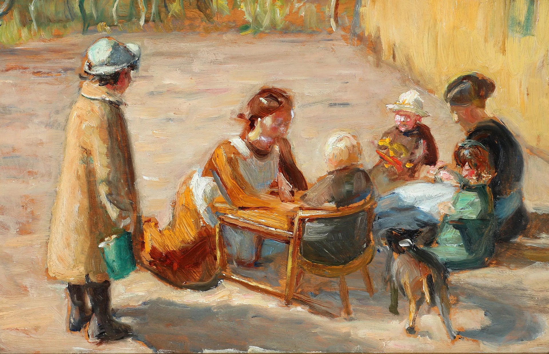 Des femmes et des enfants dans une cour ensoleillée. - Michael Peter Ancher image 1 reproduction artisanale de tableau