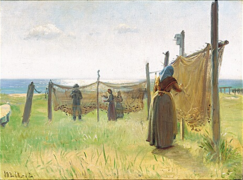 Fischerinnen reparieren ihre Netze in Skagen. – Michael Peter Ancher